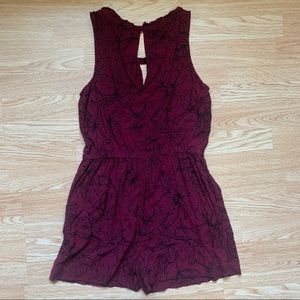 Women’s Red Floral Romper | Size Medium